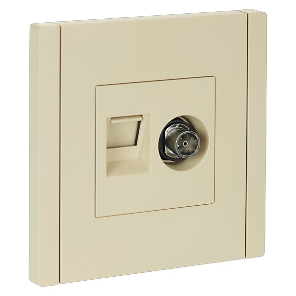 Розетка двойная TV+RJ45 кат.5E ИЭК FORTE&PIANO FP436 ваниль