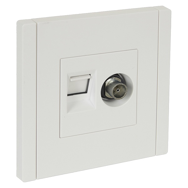 Розетка двойная TV+RJ45 кат.6 ИЭК FORTE&PIANO FP237 белый