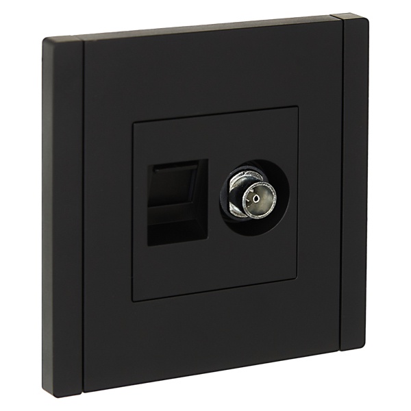 Розетка двойная TV+RJ45 кат.6 ИЭК FORTE&PIANO FP137 черный