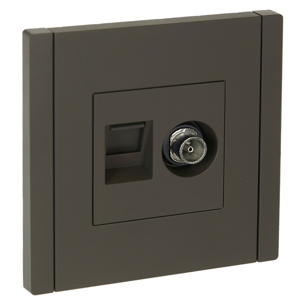 Розетка двойная TV+RJ45 кат.6 ИЭК FORTE&PIANO FP337 серый