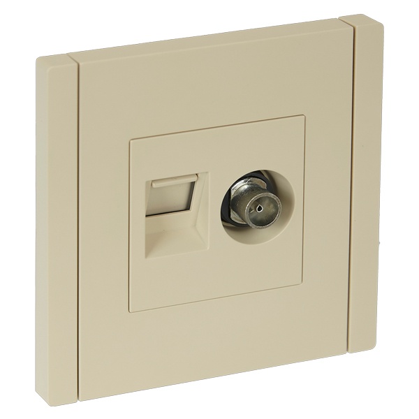 Розетка двойная TV+RJ45 кат.6 ИЭК FORTE&PIANO FP437 ваниль