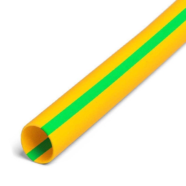 Трубка термоусадочная КВТ ТНТ нг-LS-50/25 желт/зеленая с коэффициентом усадки 2:1 в метровой нарезке