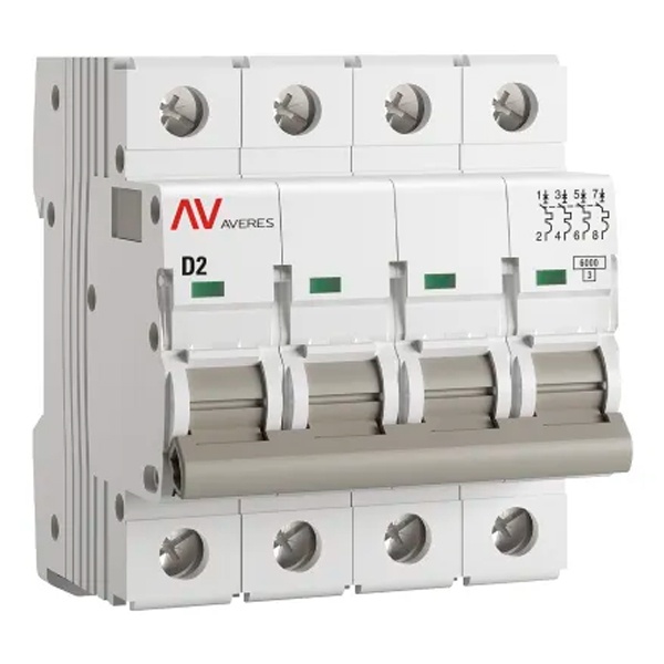 Выключатель автоматический EKF AVERES AV-6 2A (D) 4P трехфазный 6kA