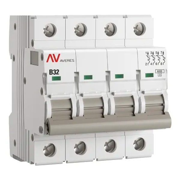 Выключатель автоматический EKF AVERES AV-6 32A (B) 4P трехфазный 6kA