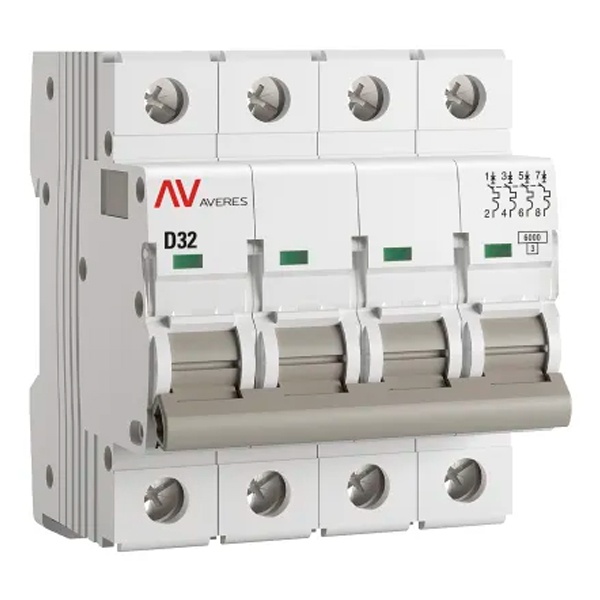 Выключатель автоматический EKF AVERES AV-6 32A (D) 4P трехфазный 6kA