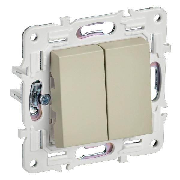 Выключатель двухклавишный ИЭК SKANDY SK-V04B 10А бежевый