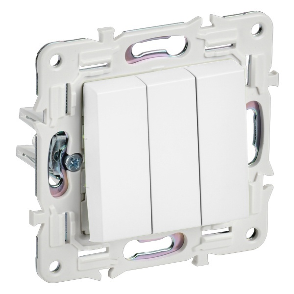 Выключатель трехклавишный ИЭК SKANDY SK-V11W 10А арктический белый