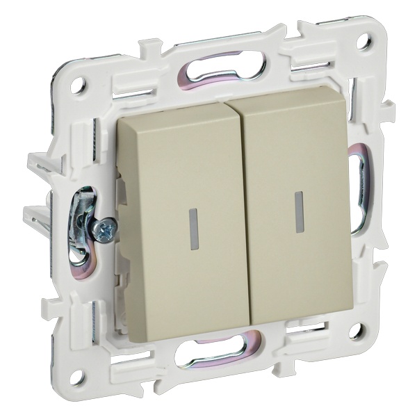 Переключатель двухклавишный с индикацией ИЭК SKANDY SK-V10B 10А бежевый