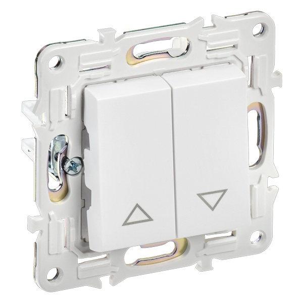 Выключатель жалюзи двухклавишный кнопочный ИЭК SKANDY SK-V12W 10А арктический белый