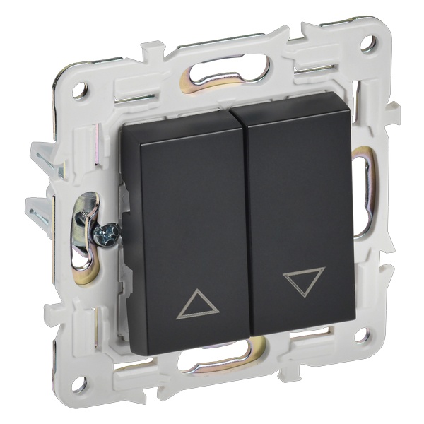 Выключатель жалюзи двухклавишный кнопочный ИЭК SKANDY SK-V12Bl 10А черный