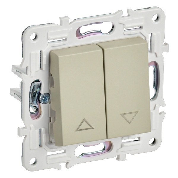 Выключатель жалюзи двухклавишный кнопочный ИЭК SKANDY SK-V12B 10А бежевый