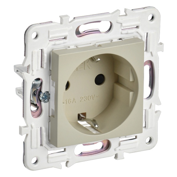 Розетка с заземлением ИЭК SKANDY SK-R04B 16А шторки бежевый