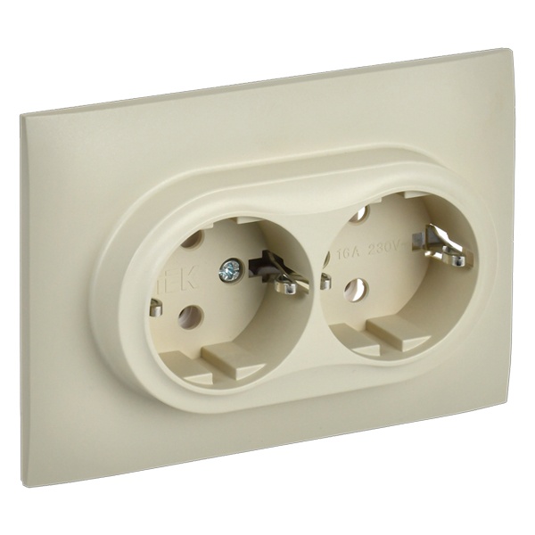 Розетка 2-я с заземлением в сборе ИЭК SKANDY SK-R08B 16А бежевый