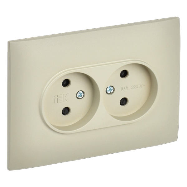 Розетка 2-я без заземления в сборе ИЭК SKANDY SK-R09B 10А шторки бежевый
