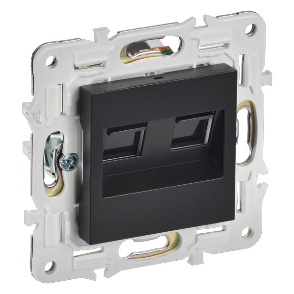 Розетка компьютерная 2-ая RJ45 кат.6 ИЭК SKANDY SK-K04Bl черный