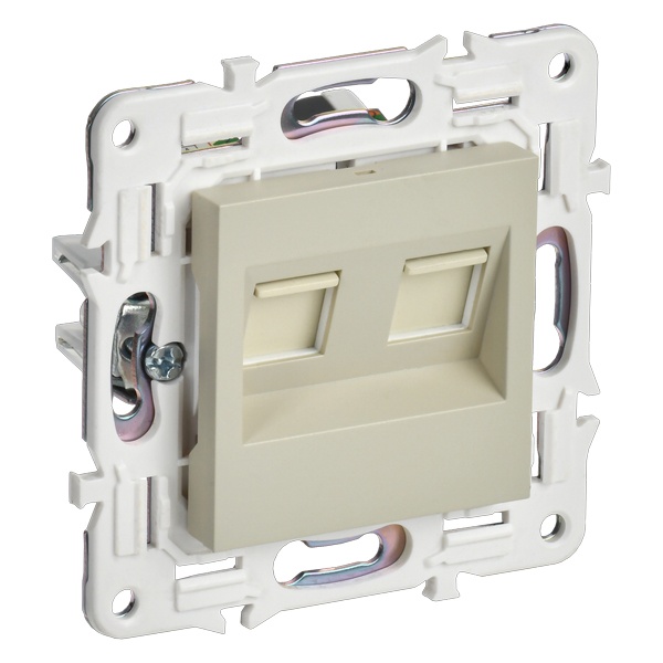 Розетка компьютерная 2-ая RJ45 кат.6 ИЭК SKANDY SK-K04B бежевый