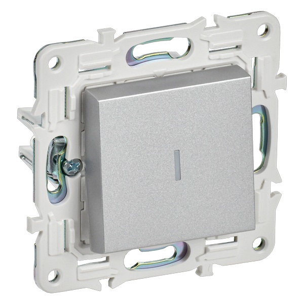 Выключатель одноклавишный с индикацией ИЭК SKANDY SK-V07S 10А серебряный