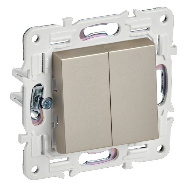 Выключатель двухклавишный ИЭК SKANDY SK-V04Sh 10А шампань