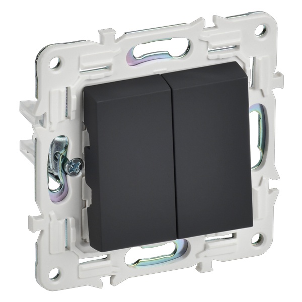 Выключатель двухклавишный ИЭК SKANDY SK-V04G 10А графит