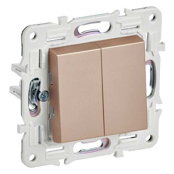 Выключатель двухклавишный ИЭК SKANDY SK-V04Sa 10А песочный