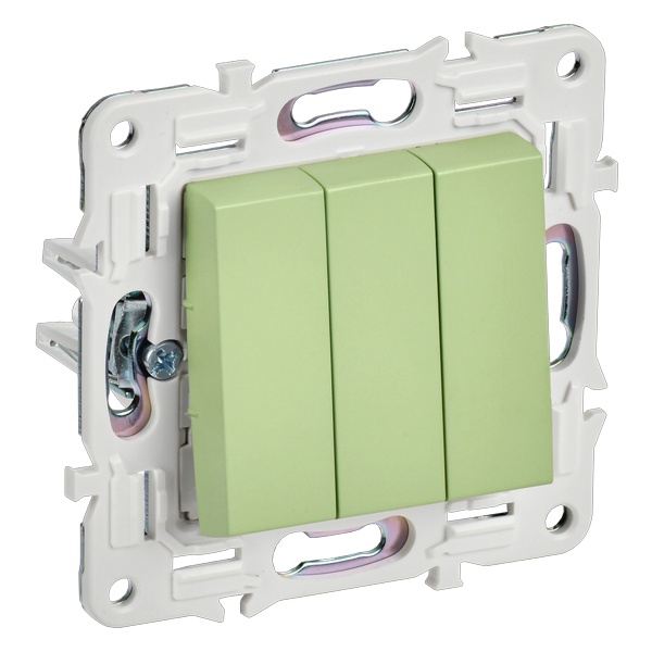 Выключатель трехклавишный ИЭК SKANDY SK-V11M 10А мятный