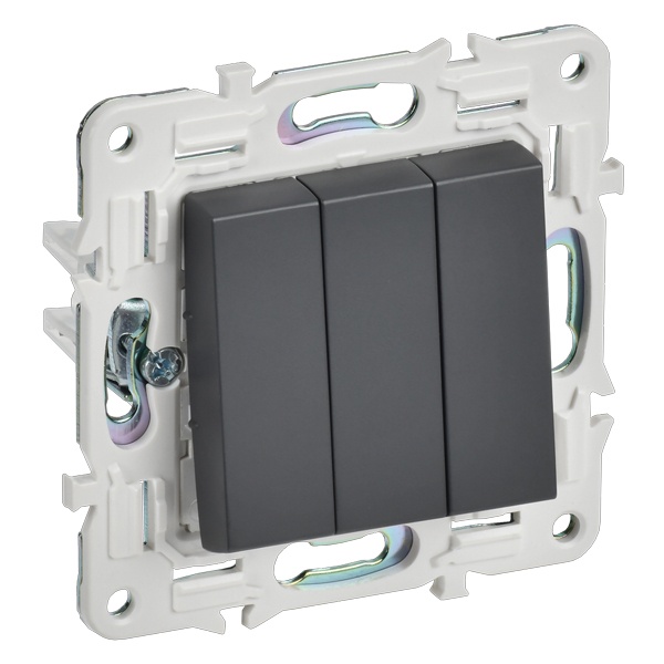 Выключатель трехклавишный ИЭК SKANDY SK-V11T 10А титан