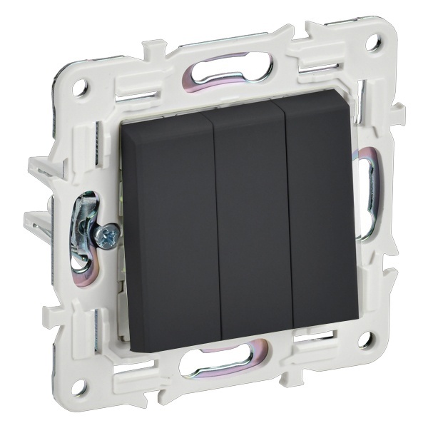 Выключатель трехклавишный ИЭК SKANDY SK-V11G 10А графит