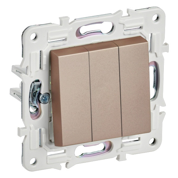 Выключатель трехклавишный ИЭК SKANDY SK-V11Sa 10А песочный