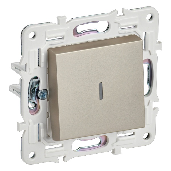 Переключатель одноклавишный с индикацией ИЭК SKANDY SK-V08Sh 10А шампань