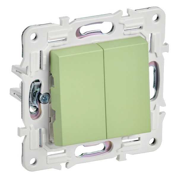 Переключатель двухклавишный ИЭК SKANDY SK-V05M 10А мятный