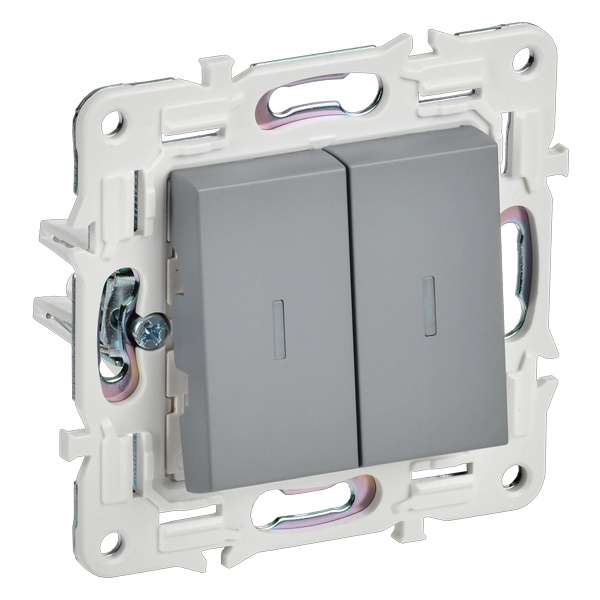 Переключатель двухклавишный с индикацией ИЭК SKANDY SK-V10Gr 10А серый