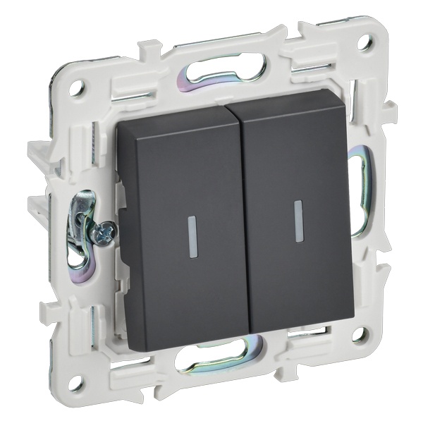 Переключатель двухклавишный с индикацией ИЭК SKANDY SK-V10T 10А титан