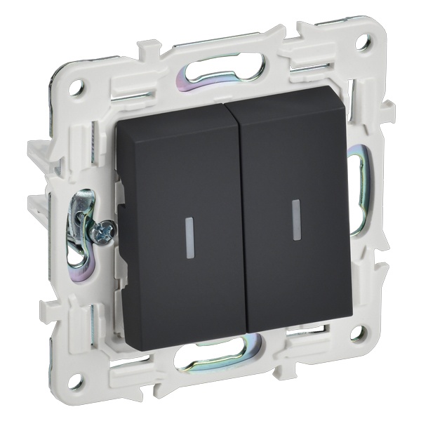 Переключатель двухклавишный с индикацией ИЭК SKANDY SK-V10G 10А графит