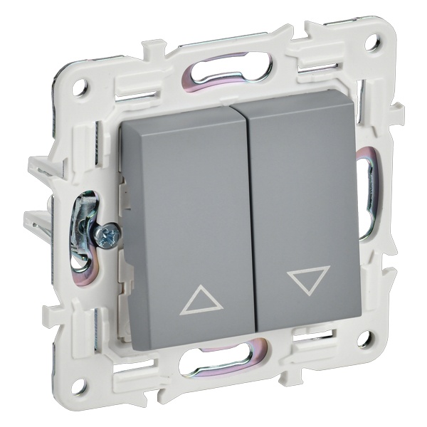 Выключатель жалюзи двухклавишный кнопочный ИЭК SKANDY SK-V12Gr 10А серый