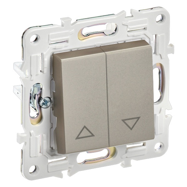 Выключатель жалюзи двухклавишный кнопочный ИЭК SKANDY SK-V12Sh 10А шампань
