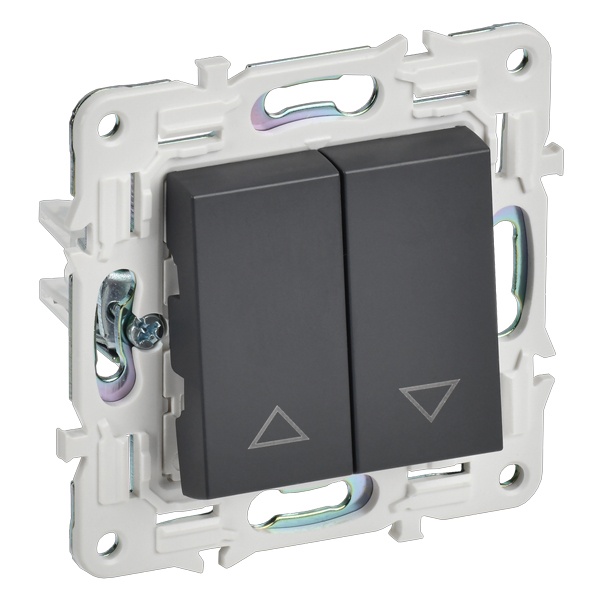 Выключатель жалюзи двухклавишный кнопочный ИЭК SKANDY SK-V12T 10А титан