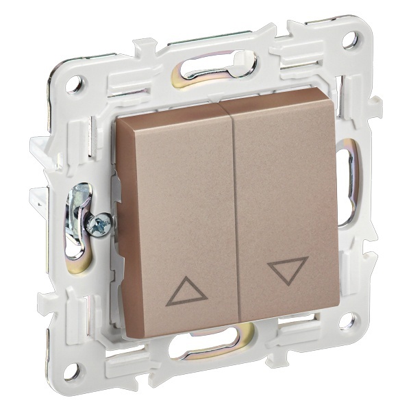 Выключатель жалюзи двухклавишный кнопочный ИЭК SKANDY SK-V12Sa 10А песочный