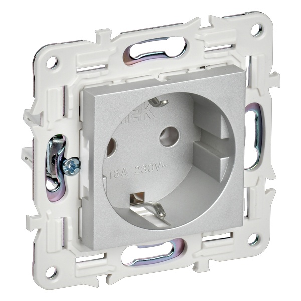 Розетка с заземлением ИЭК SKANDY SK-R05S 16А серебряный