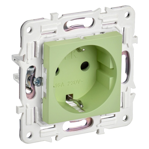 Розетка с заземлением ИЭК SKANDY SK-R06M 16А шторки автозажим мятный