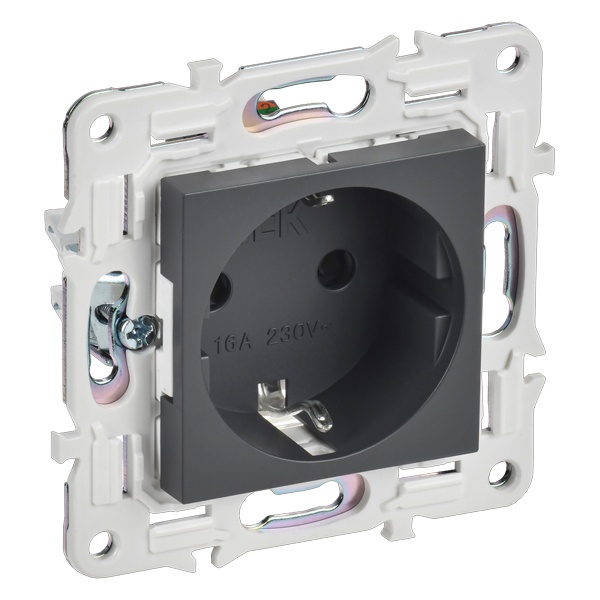 Розетка с заземлением ИЭК SKANDY SK-R04T 16А шторки титан