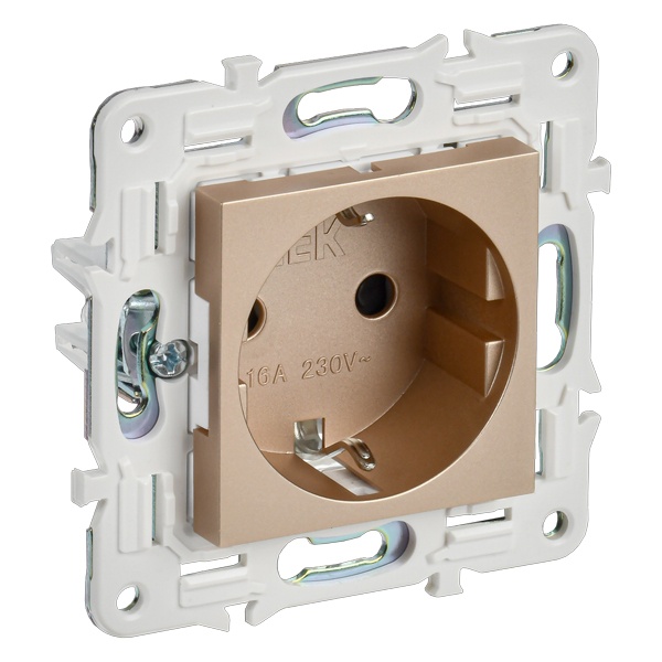 Розетка с заземлением ИЭК SKANDY SK-R04Sa 16А шторки песочный