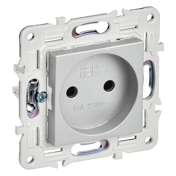 Розетка без заземления ИЭК SKANDY SK-R02S 10А серебряный