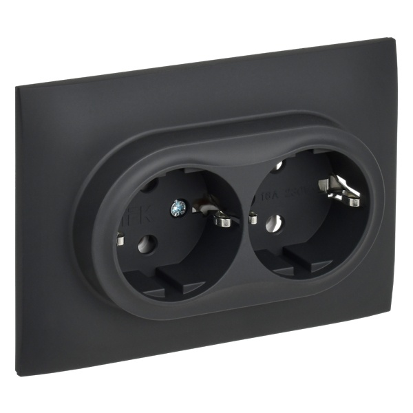 Розетка 2-я с заземлением в сборе ИЭК SKANDY SK-R08G 16А графит