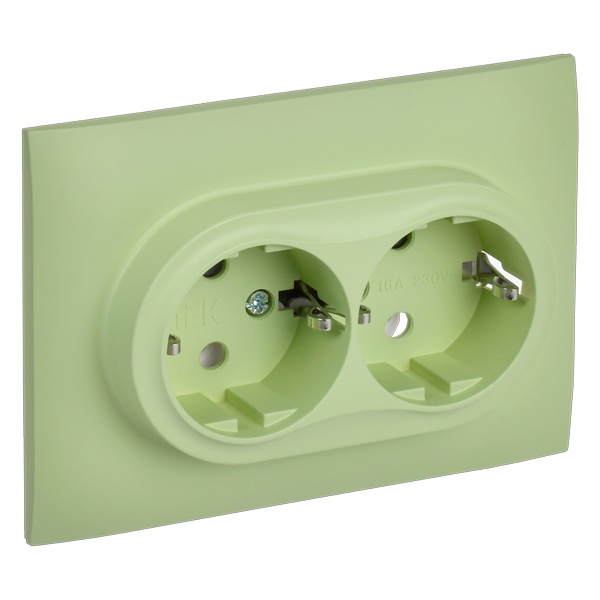 Розетка 2-я с заземлением в сборе ИЭК SKANDY SK-R08M 16А мятный
