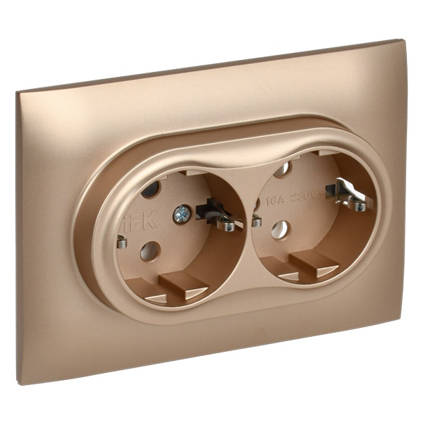 Розетка 2-я с заземлением в сборе ИЭК SKANDY SK-R08Sa 16А песочный