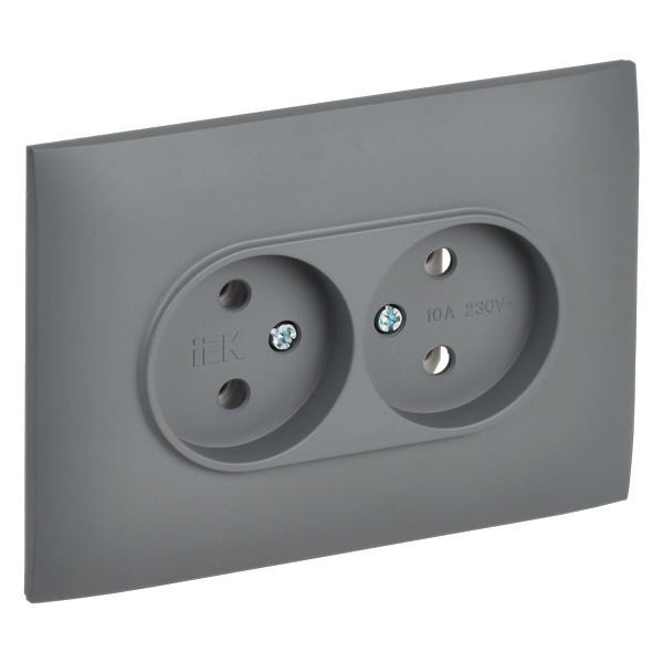 Розетка 2-я без заземления в сборе ИЭК SKANDY SK-R10Gr 10А серый
