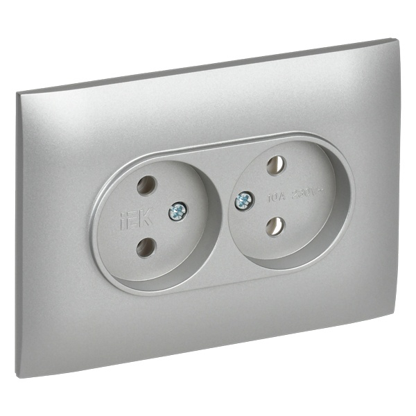 Розетка 2-я без заземления в сборе ИЭК SKANDY SK-R10S 10А серебряный