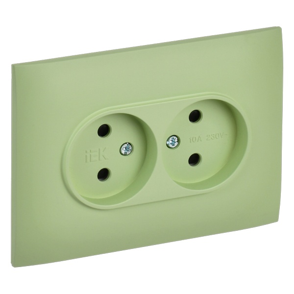 Розетка 2-я без заземления в сборе ИЭК SKANDY SK-R09M 10А шторки мятный