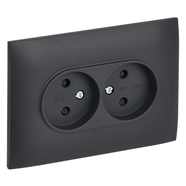 Розетка 2-я без заземления в сборе ИЭК SKANDY SK-R09T 10А шторки титан