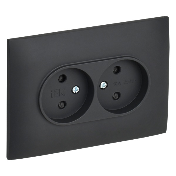 Розетка 2-я без заземления в сборе ИЭК SKANDY SK-R09G 10А шторки графит
